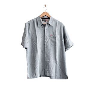 Quiksilver Mens Casual Camp Shirt Chest Pockets Buttons Short Sleeve Gray Medium